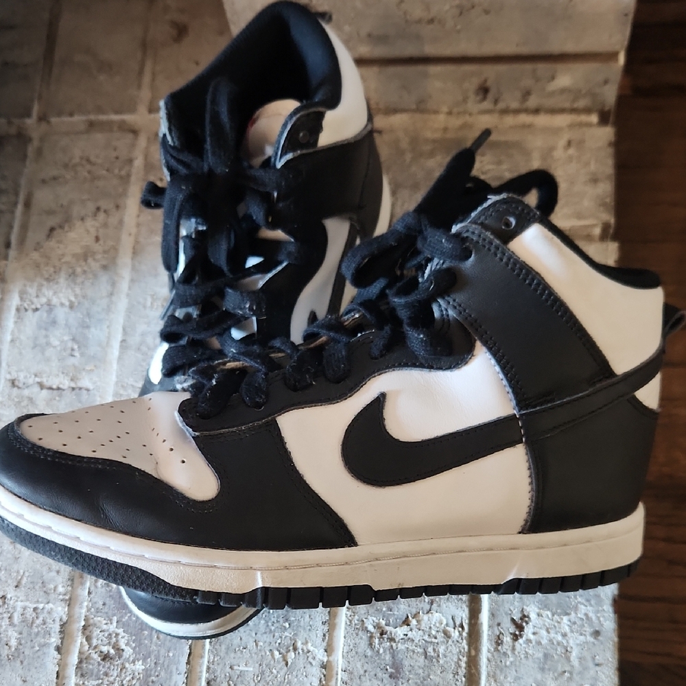 Nike Black and White High-Top Sneakers, 8.5